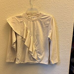 NWT Nation Los Angeles Cream Ruffle Long Sleeve Top
